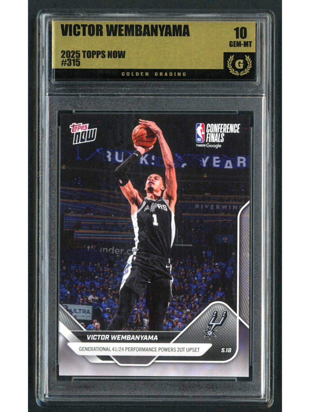 2025-26 Topps Now #315 Victor Wembanyama Conference Finals Graded Gem Mint 10